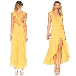 Privacy Please Yellow wrap ruffle dress